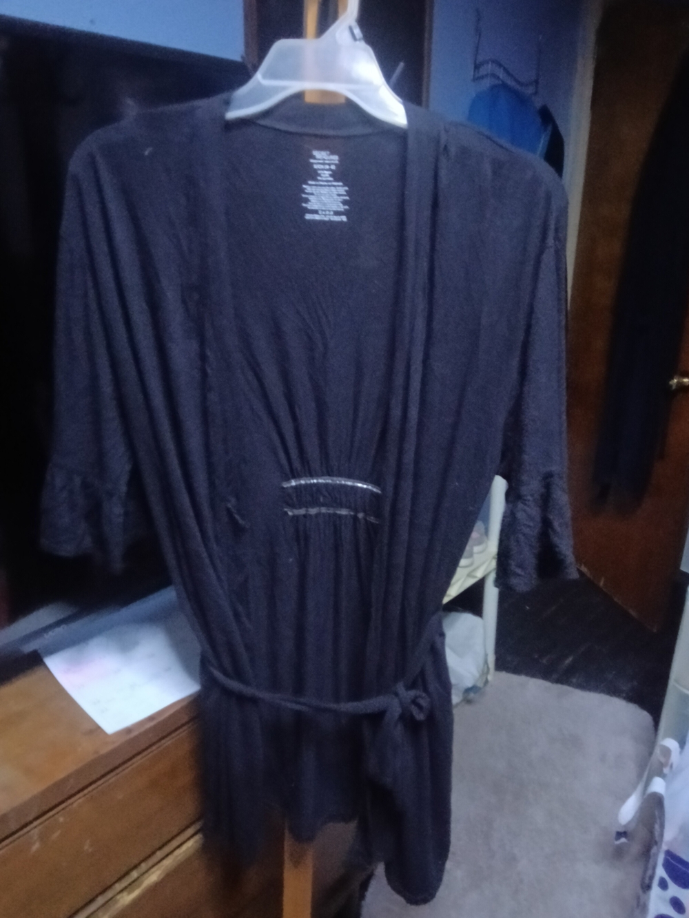 Secret Treasures Black lightweight open-front lounge robe